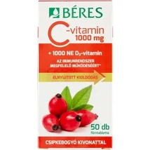 BÉRES C-VITAMIN 1000 MG RETARD 50DB FILMTABLETTA CSIPKEBOGYÓ+D3