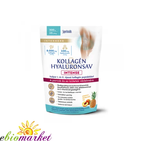INTERHERB KOLLAGÉN&amp;HYALURONSAV INTENSE PORCÉPÍTŐ ITALPOR ANANÁSZ-ŐSZIBARACK ÍZŰ 300G