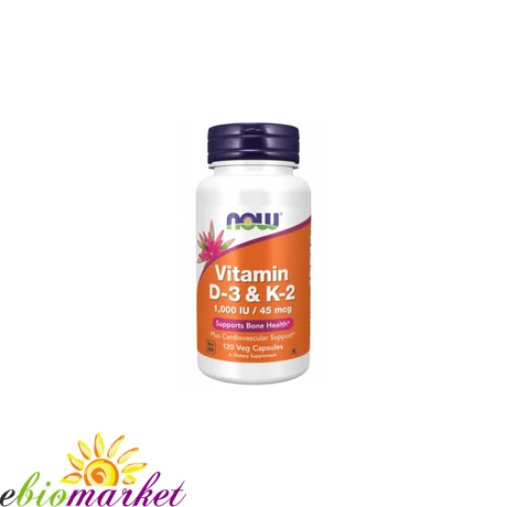 NOW VITAMIN D-3 &amp; K-2 KAPSZULA 120 DB