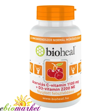 BIOHEAL ACEROLÁS C-VITAMIN 1100MG +D3 VITAMIN 2200NE 105DB
