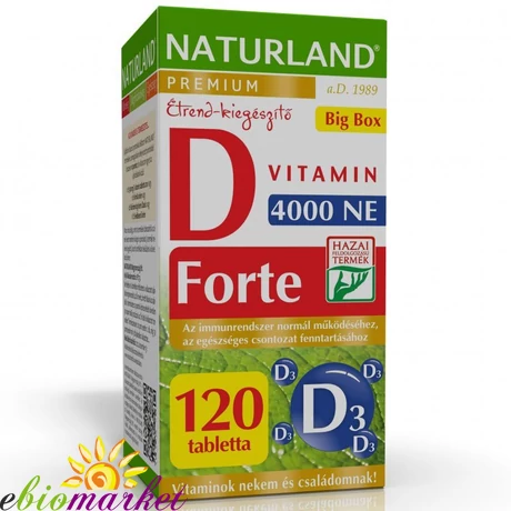 NATURLAND PRÉMIUM D-VITAMIN FORTE 4000NE TABLETTA 120DB