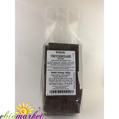 PALEOLIT ÉTCSOKOLÁDÉ ERITRITTEL 500G (TÖRT)