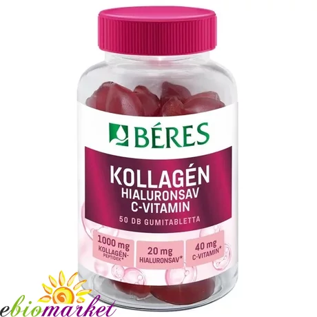 BÉRES KOLLAGÉN, HIALURONSAV, C-VITAMIN 50DB CUKORMENTES GUMITABLETTA