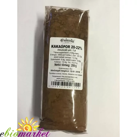 PALEOLIT KAKAÓPOR 20-22% ALKALIZÁLT 250G HOLLAND TÍPUSÚ