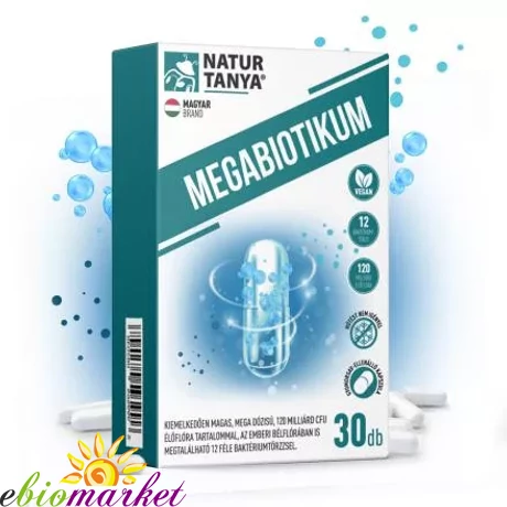 NATUR TANYA® MEGABIOTIKUM 30DB KAPSZULA 12 FÉLE BAKTÉRIUMTÖRZS, 120 MILLIÁRD