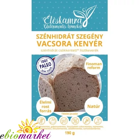 ÉLÉSKAMRA SZÉNHIDRÁT SZEGÉNY VACSORA KENYÉR LISZTKEVERÉK 190G (PALEO)