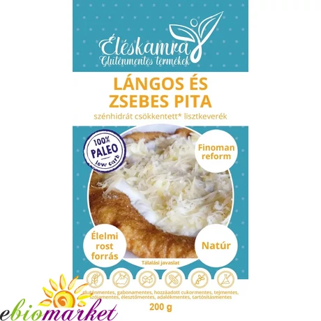 ÉLÉSKAMRA LÁNGOS ÉS ZSEBES PITA CH CSÖKKENTETT LISZTKEVERÉK 200G (PALEO)