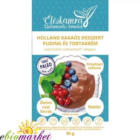 ÉLÉSKAMRA HOLLAND KAKAÓS PUDING &amp; TORTA KRÉM ALAPPOR CH CSÖKKENTETT 60G (PALEO)