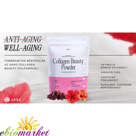 UKKO COLLAGEN BEAUTY POWDER 300G MÁLNÁS, GYÓGYNÖVÉNYES MULTI-KOLLAGÉNES ITALPOR