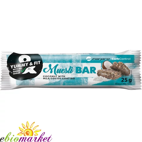FORPRO MUESLI BAR COCONUT WITH MILK COCOA COATING - 24DBX25G