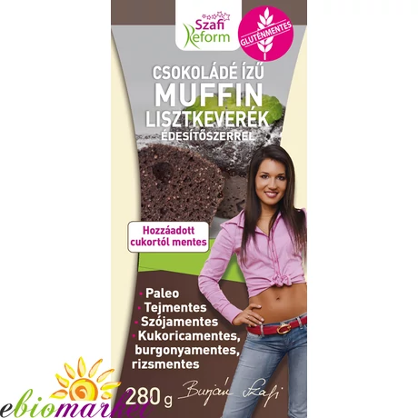 SZAFI REFORM ÉTCSOKOLÁDÉ ÍZŰ MUFFIN LISZTKEVERÉK ÉDESÍTŐSZERREL (GLUTÉNMENTES, PALEO) 280G